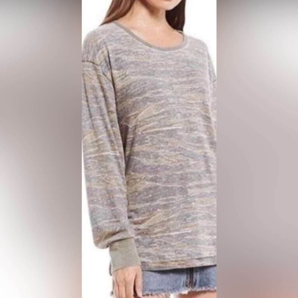 We the Free Free people  Arielle burnout Casual Long Sleeve Camouflage Top OS Sm